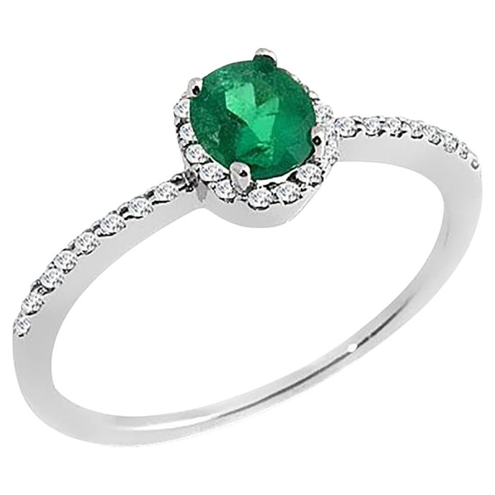 0.75ct Round Emerald & 0.30 Ct. TW, Diamond Ring