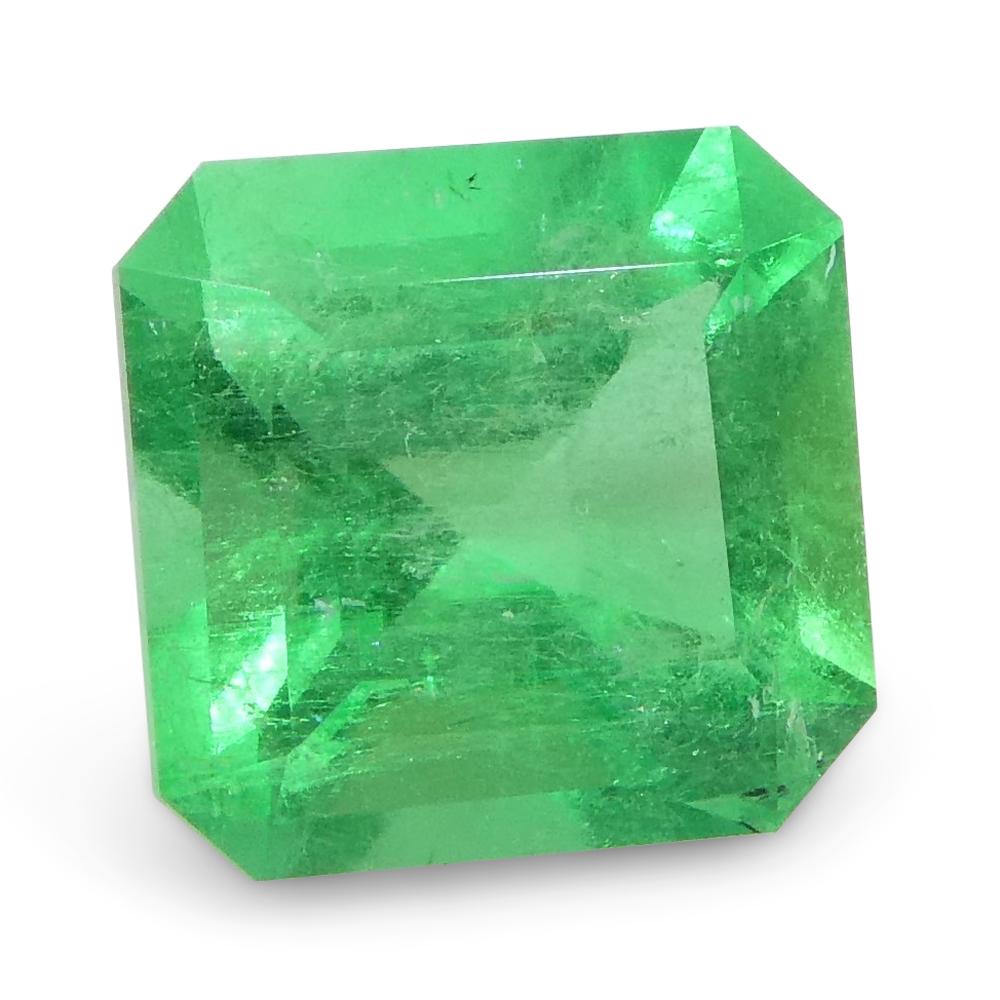 Emerald Cut 0.75ct Square Green Emerald from Colombia For Sale