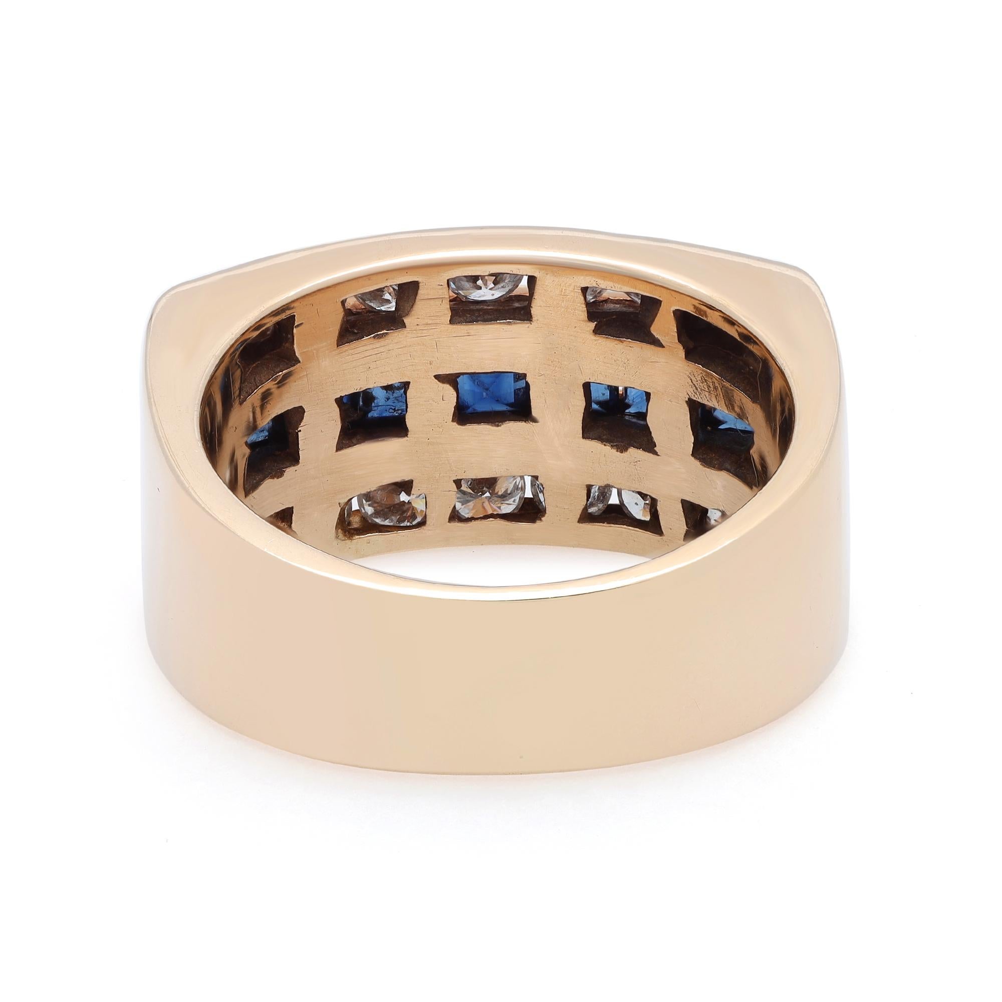 Round Cut 0.75Cttw Blue Sapphire & 1.00Cttw Diamond Unisex Ring 10K Yellow Gold For Sale