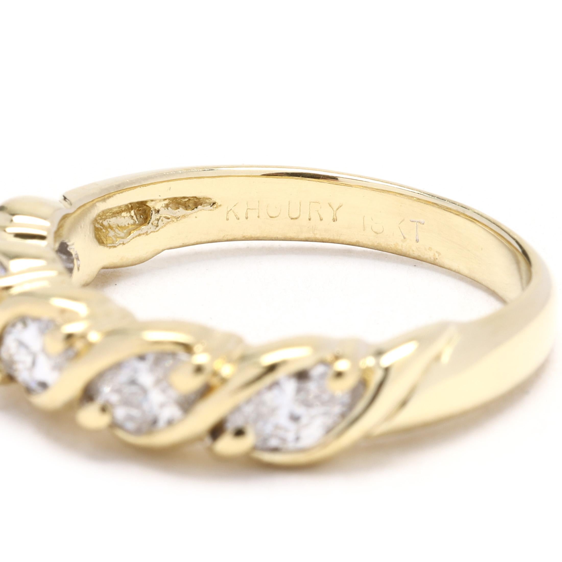 da uomo o donna Anello a fascia in oro giallo 18k con diamante da 0,75 carati, misura 6,5, anello impilabile in vendita