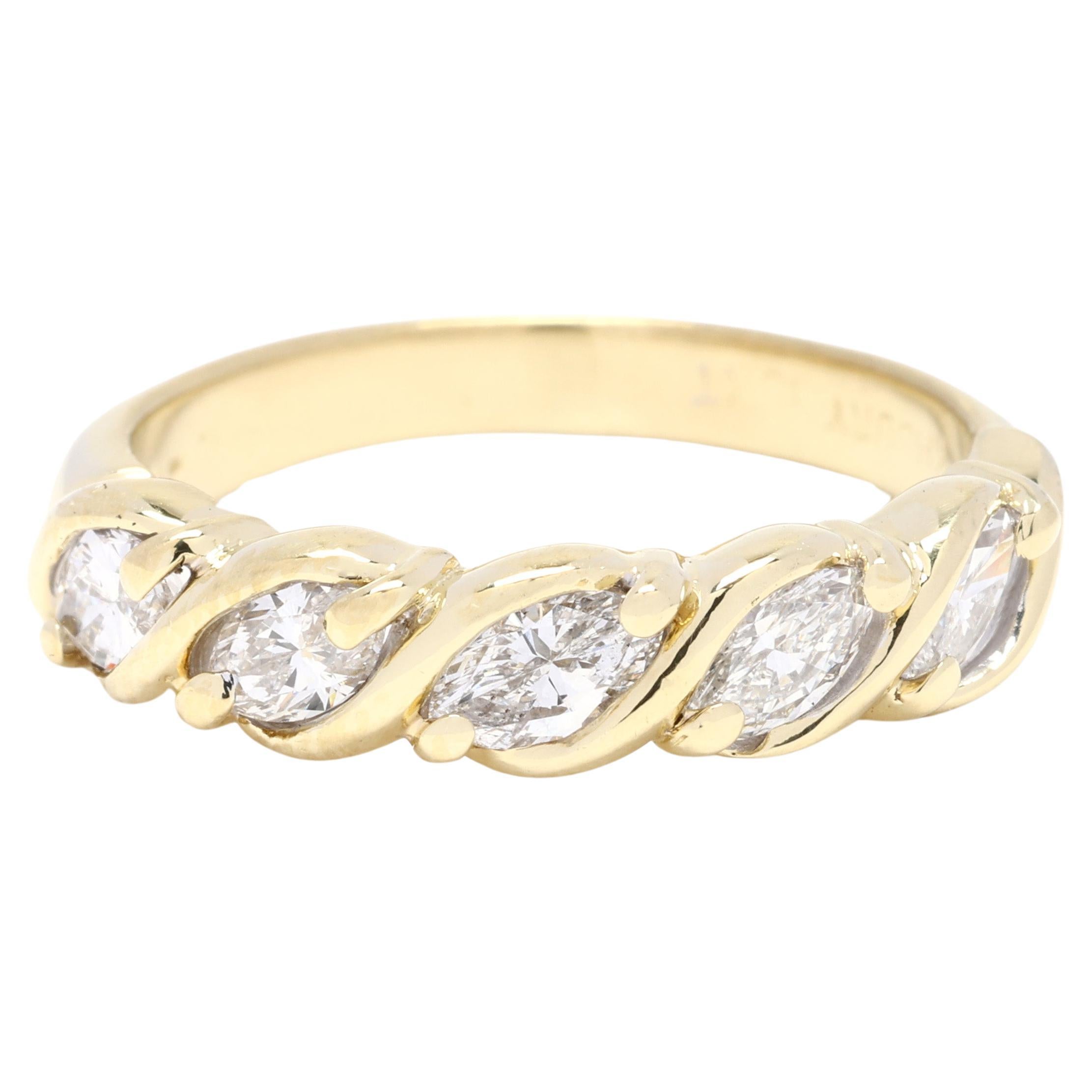 0,75 Karat Diamant 18k Gelbgold Bandring, Ring Größe 6,5, stapelbarer Ring