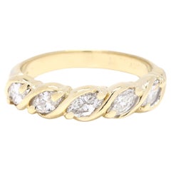 Anillo de oro amarillo de 18 quilates con diamantes de 0,75 ctw, talla 6,5, apilable