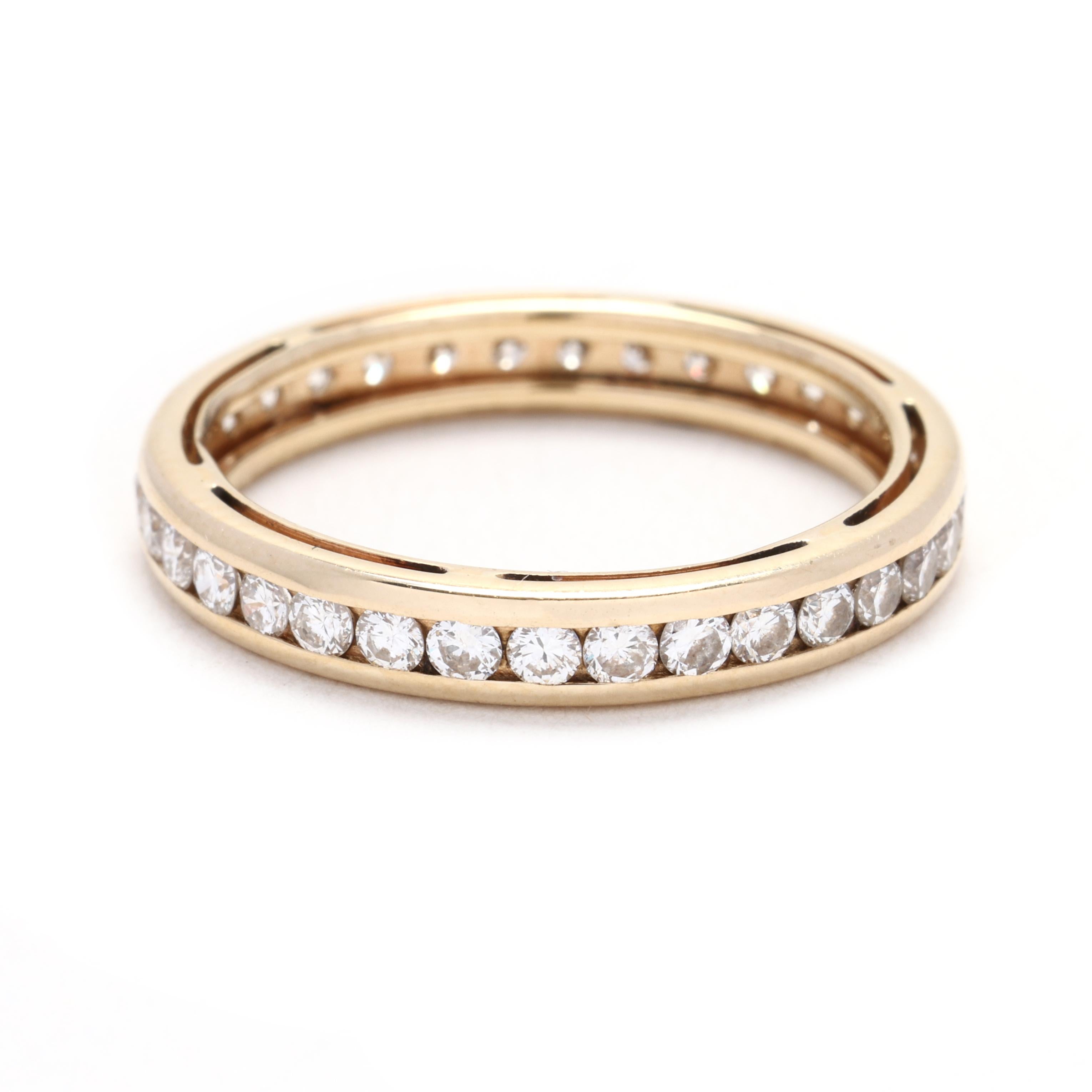 0,75 Karat Diamant und Gold Bandring, 14k Gelbgold, Ring Größe 5,75, stapelbar (Brillantschliff) im Angebot
