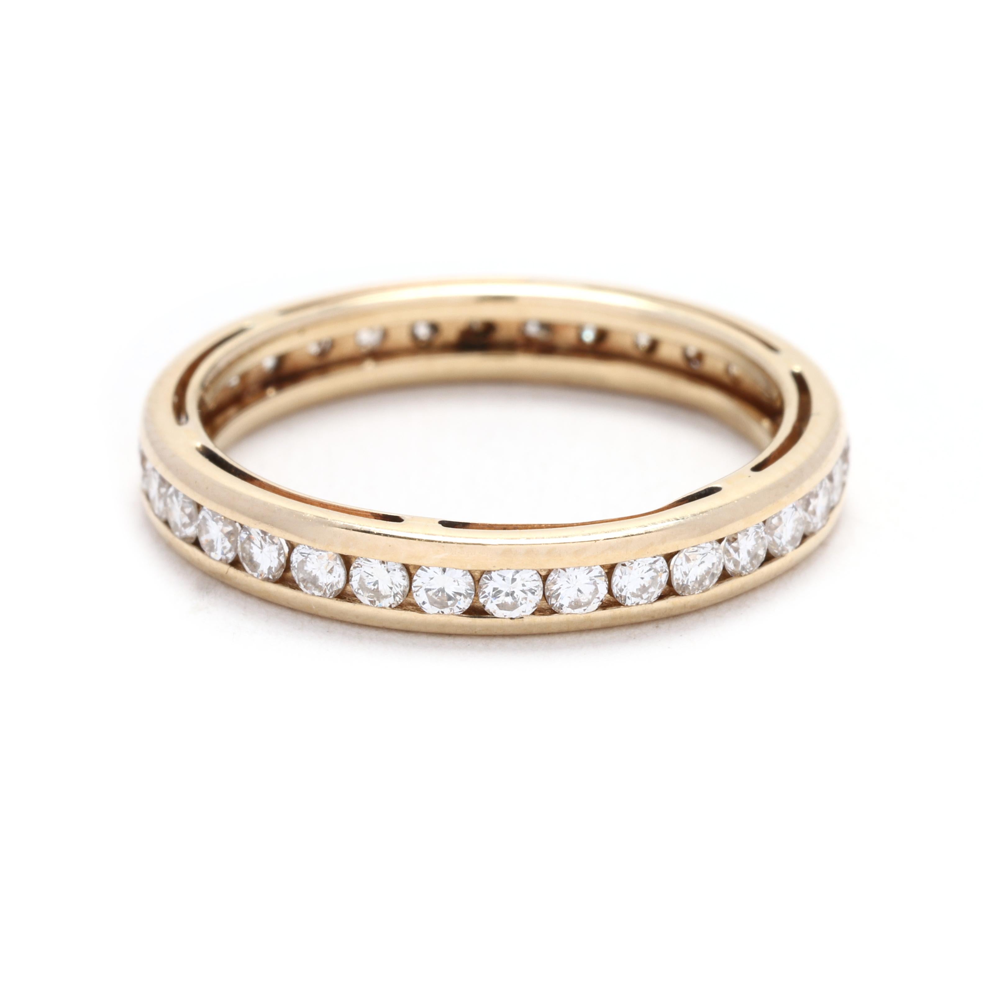0,75 Karat Diamant und Gold Bandring, 14k Gelbgold, Ring Größe 5,75, stapelbar im Zustand „Gut“ im Angebot in McLeansville, NC