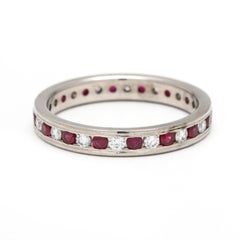 0.75ctw Diamond and Ruby Eternity Band Ring, 14k White Gold, Ring Size 6