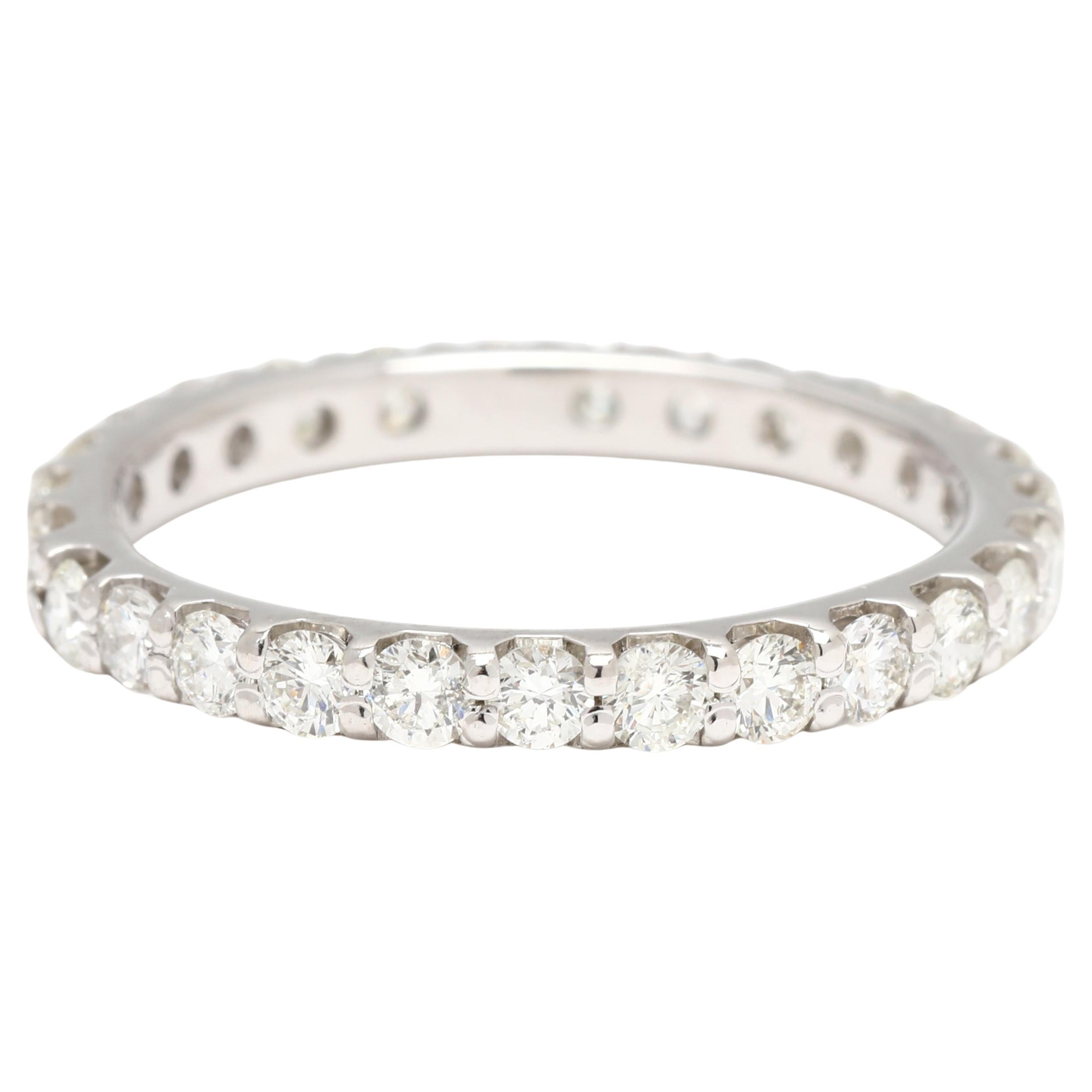 0.75ctw Diamond Band Ring, 14k White Gold, Ring Size 5.25, Stackable