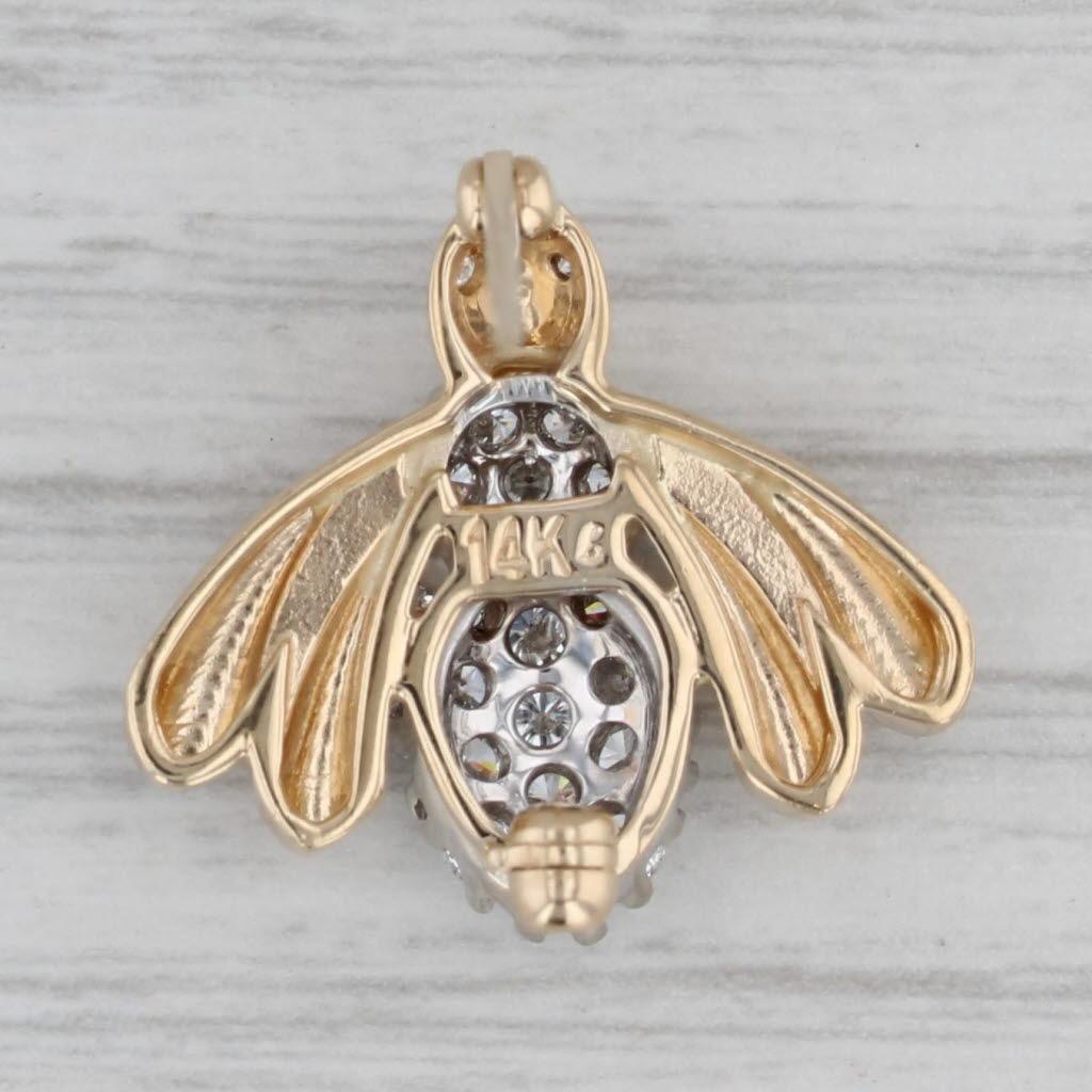 Taille ronde Broche bourdon en or jaune 14 carats avec diamants 0,75 carat en vente