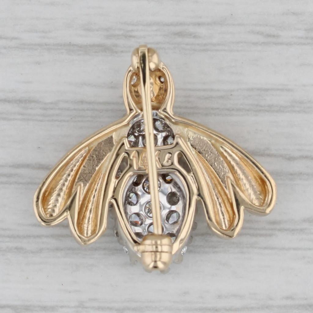 Broche bourdon en or jaune 14 carats avec diamants 0,75 carat Bon état - En vente à McLeansville, NC