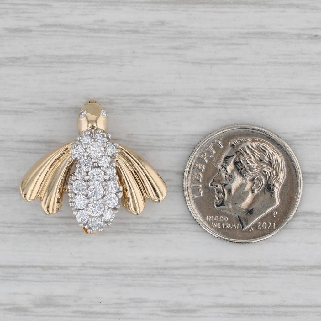 Broche bourdon en or jaune 14 carats avec diamants 0,75 carat Unisexe en vente