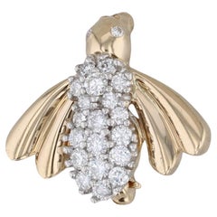 0.75ctw Diamond Bumble Bee Pin 14k Yellow Gold Brooch