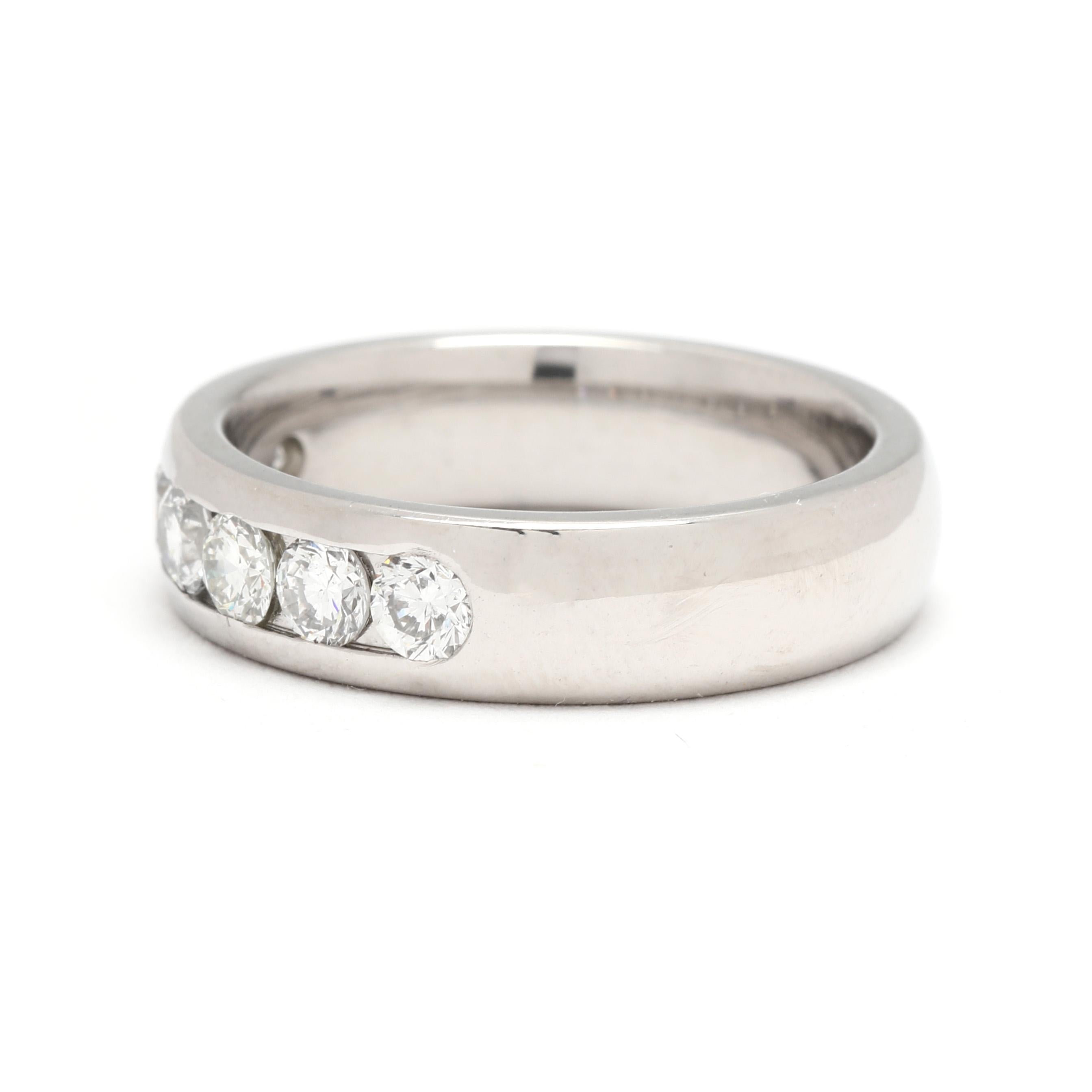 Bague à anneau en platine avec diamant 0,75 carat, taille de bague 6 Bon état - En vente à McLeansville, NC
