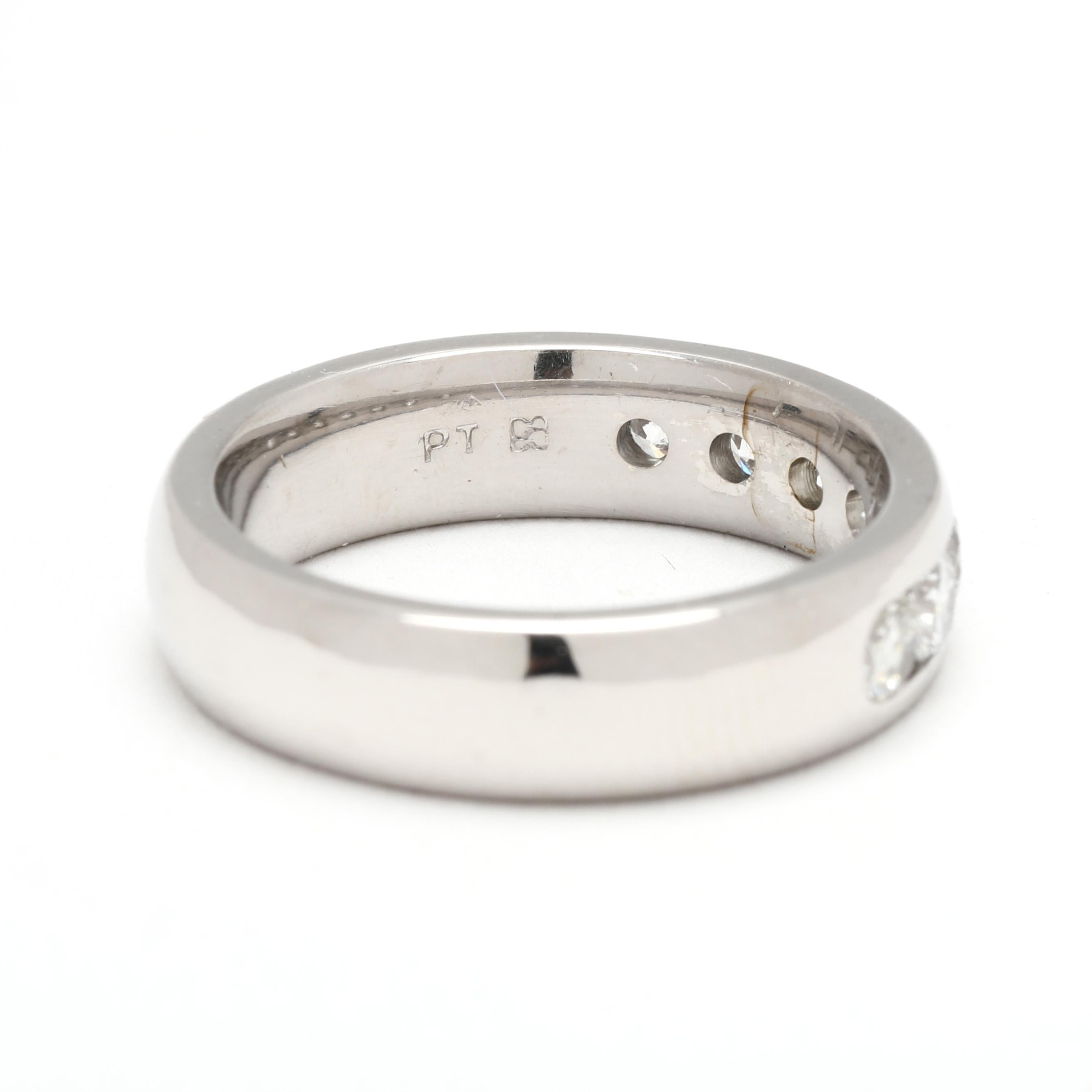 Bague à anneau en platine avec diamant 0,75 carat, taille de bague 6 Unisexe en vente