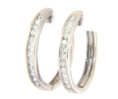 0.75ctw Diamond Channel Set Hoop Earrings in 14K White Gold