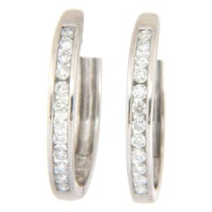 0.75ctw Diamond Channel Set Hoop Earrings in 14K White Gold