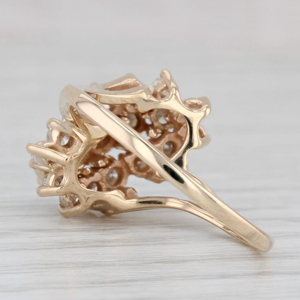 Bague bypass en or jaune 14 carats avec diamants de 0,75 carat poids total, taille 8,5 Bon état - En vente à McLeansville, NC