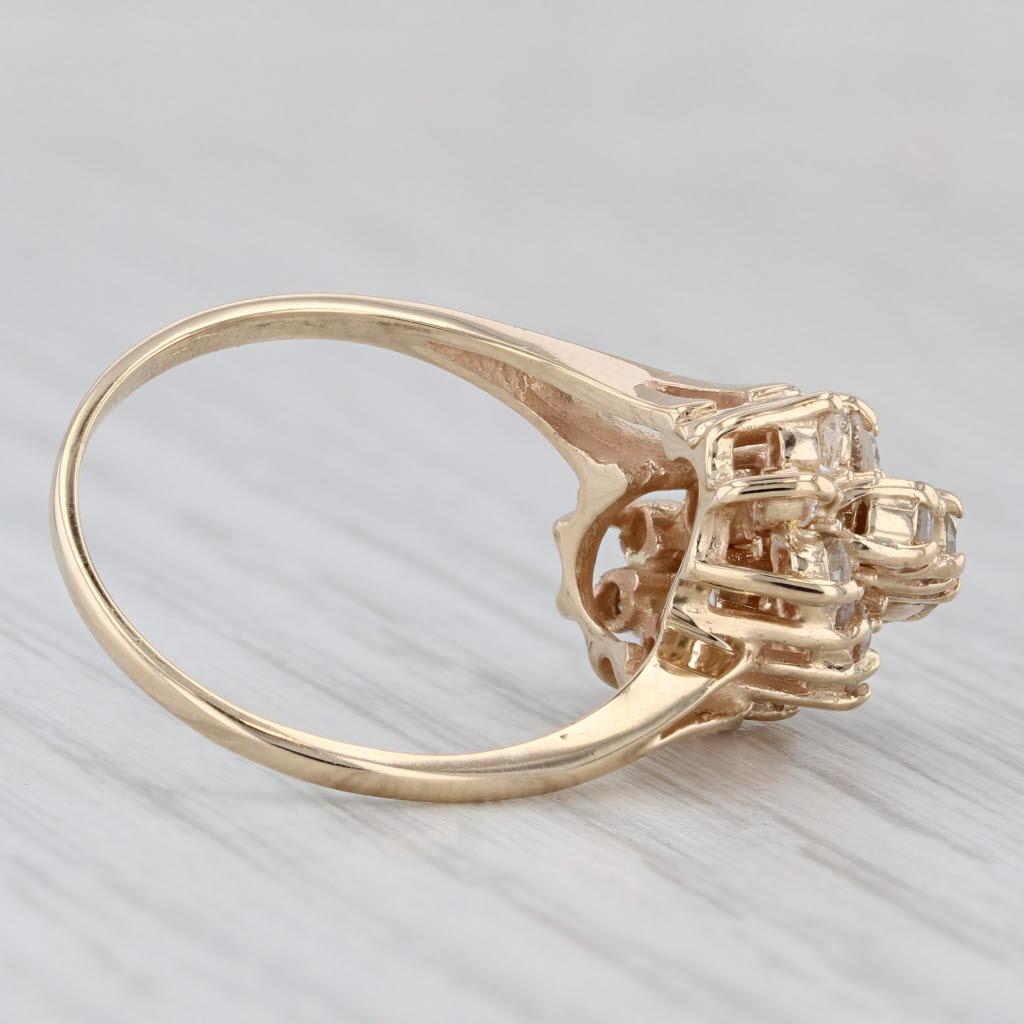 Bague bypass en or jaune 14 carats avec diamants de 0,75 carat poids total, taille 8,5 en vente 1