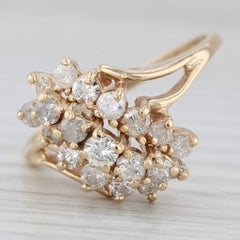 Anello bypass con cluster di diamanti da 0,75 carati in oro giallo 14k, misura 8,5