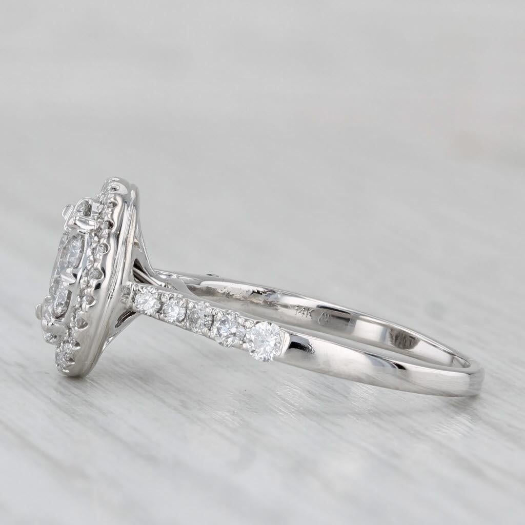 da uomo o donna Anello di fidanzamento a forma di cluster di diamanti da 0,75 carati in oro bianco 14k, misura 5,75 in vendita