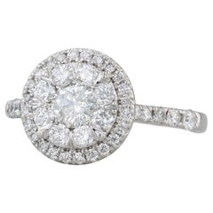 0,75ctw Diamant Cluster Halo Verlobungsring 14k Weißgold Größe 5,75