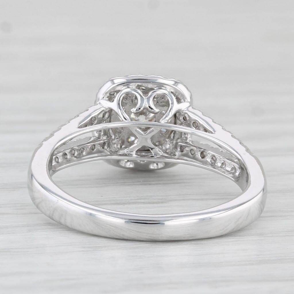 0.75ctw Diamond Cluster Halo Engagement Ring 14k White Gold Size 6.25 In Good Condition In McLeansville, NC