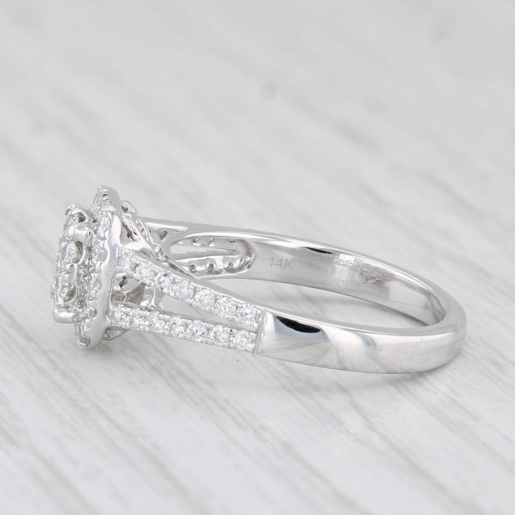 Women's 0.75ctw Diamond Cluster Halo Engagement Ring 14k White Gold Size 6.25