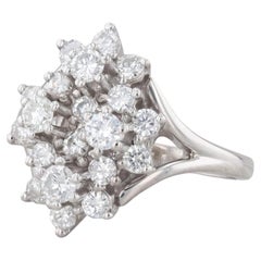 Anillo de racimo de diamantes 0,75 ctw Oro blanco 14k Talla 5,5