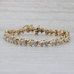 0.75ctw Diamond Clusters Tennis Bracelet 10k Yellow Gold 6.75" 6mm