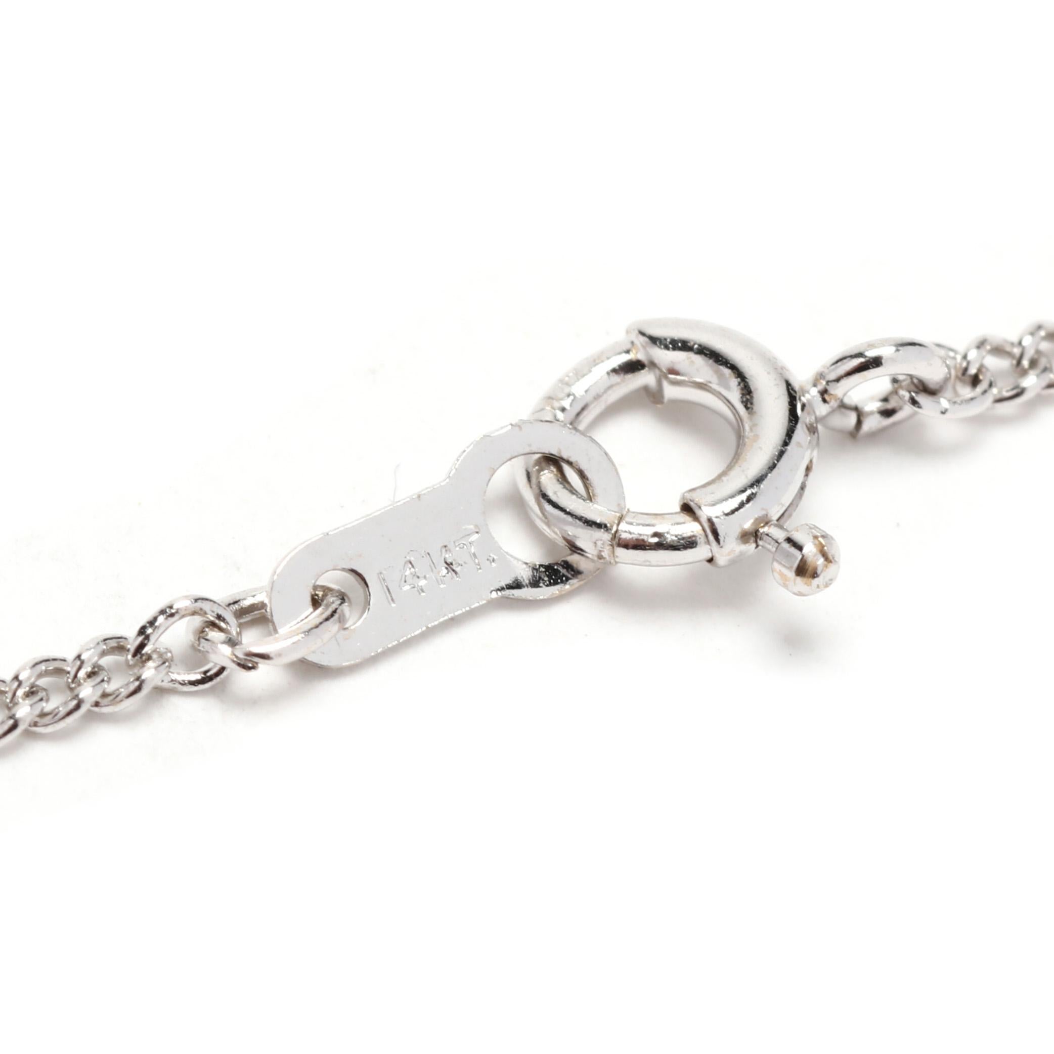 Collana a V con diamanti da 0,75 carati, oro bianco 14K, semplice In condizioni buone in vendita a McLeansville, NC
