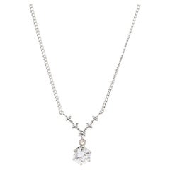 0.75ctw Diamond Dangle V Necklace, 14K White Gold, Simple