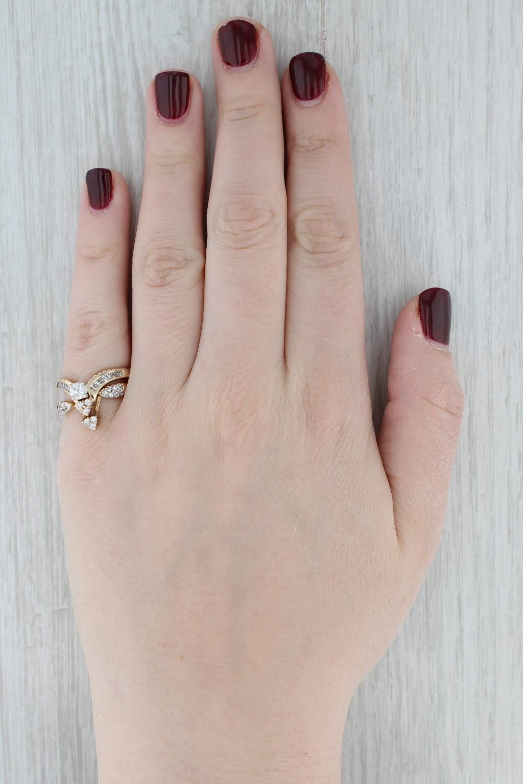 0.75ctw Anillo de Compromiso Diamante Anillo de Boda Chaqueta Conjunto Nupcial Oro 14k Talla 7 en venta 5