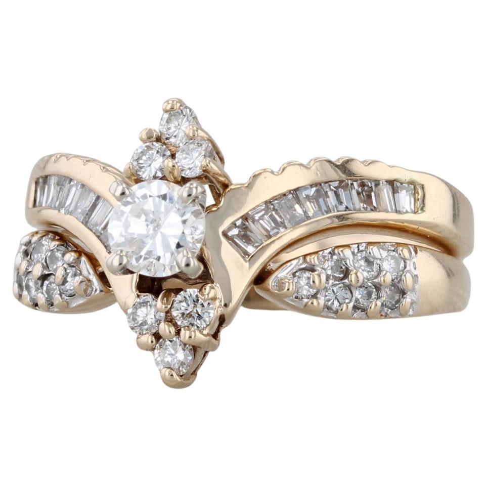 0.75ctw Diamond Engagement Ring Wedding Band Jacket Bridal Set 14k Gold Size 7