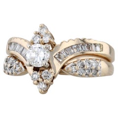 0.75ctw Diamond Engagement Ring Wedding Band Jacket Bridal Set 14k Gold Size 7