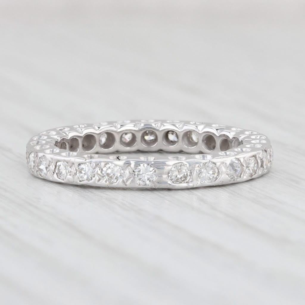 Round Cut 0.75ctw Diamond Eternity Band 14k White Gold Size 6.25 Wedding Ring Stackable For Sale
