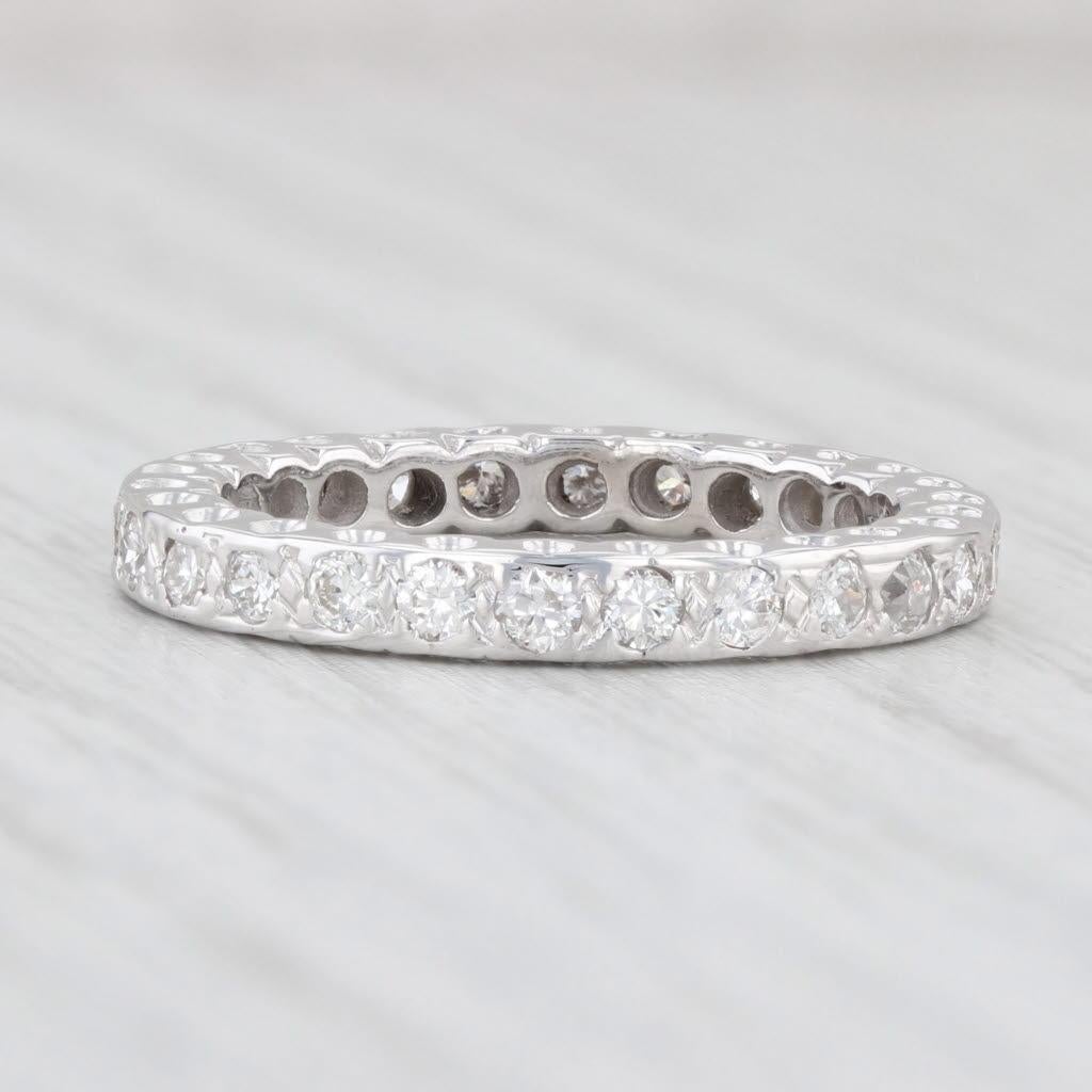 0.75ctw Diamond Eternity Band 14k White Gold Size 6.25 Wedding Ring Stackable In Good Condition For Sale In McLeansville, NC