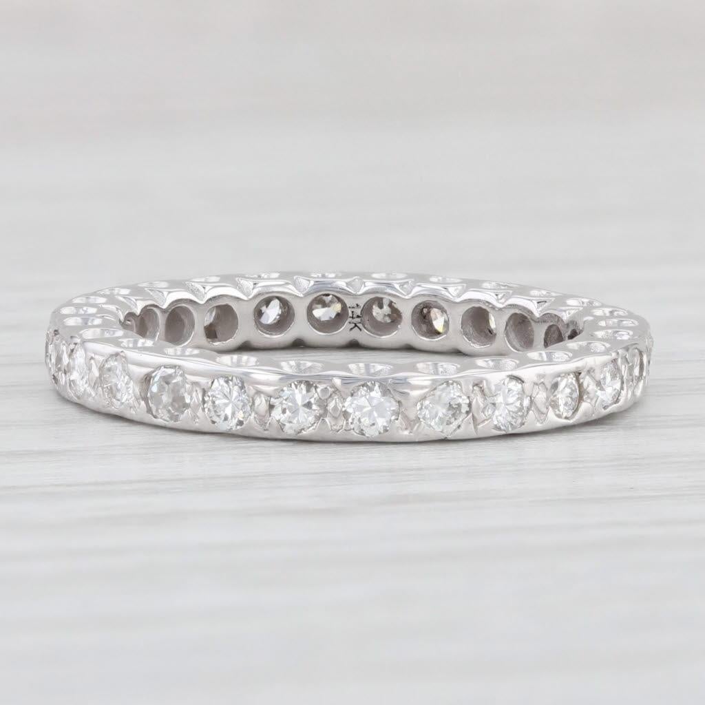 Women's 0.75ctw Diamond Eternity Band 14k White Gold Size 6.25 Wedding Ring Stackable For Sale