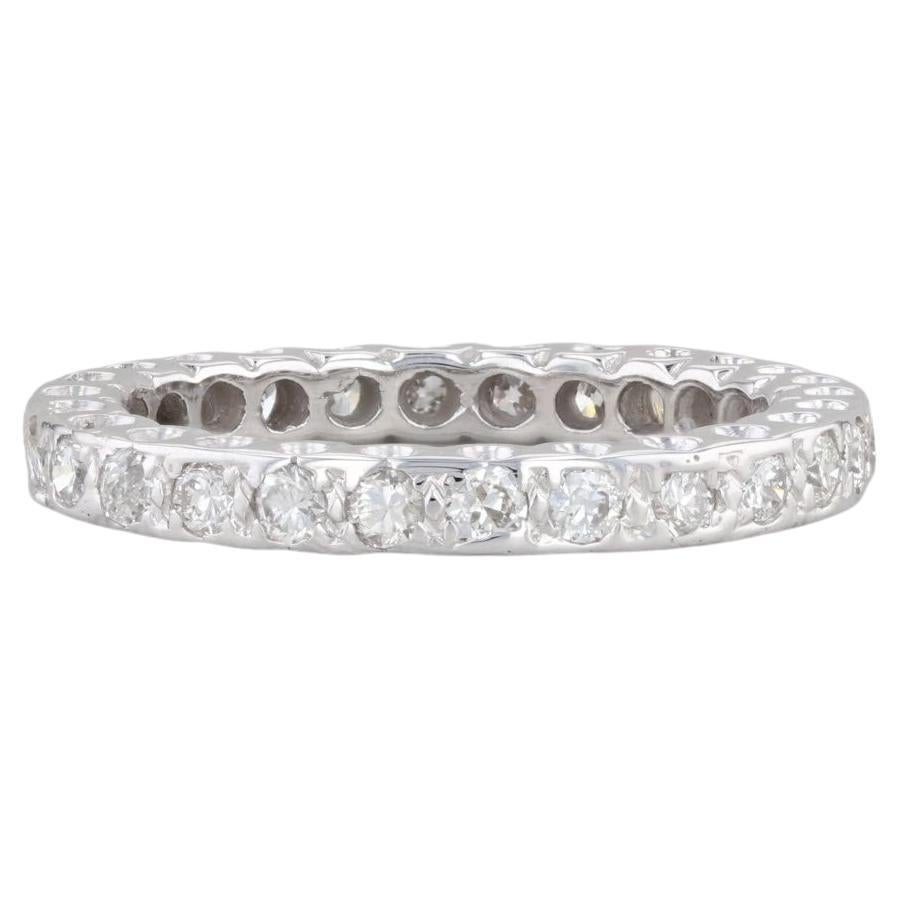 0.75ctw Diamond Eternity Band 14k White Gold Size 6.25 Wedding Ring Stackable For Sale