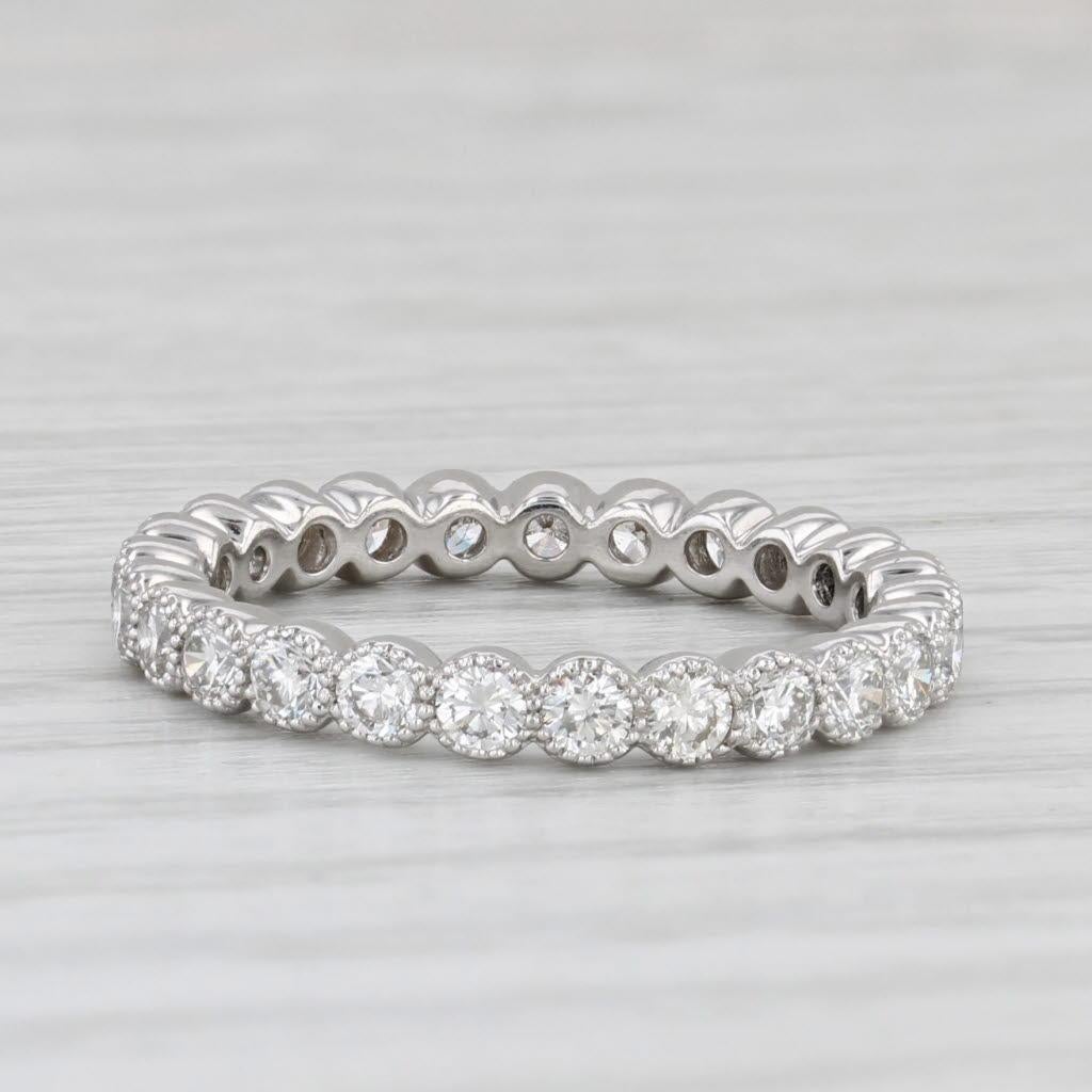 Women's 0.75ctw Diamond Eternity Band 14k White Gold Wedding Ring Size 5.5 Stackable For Sale