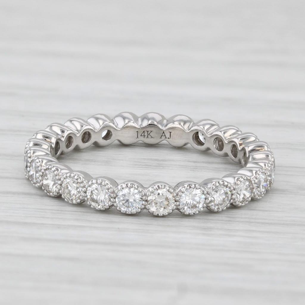 0.75ctw Diamond Eternity Band 14k White Gold Wedding Ring Size 5.5 Stackable For Sale 1