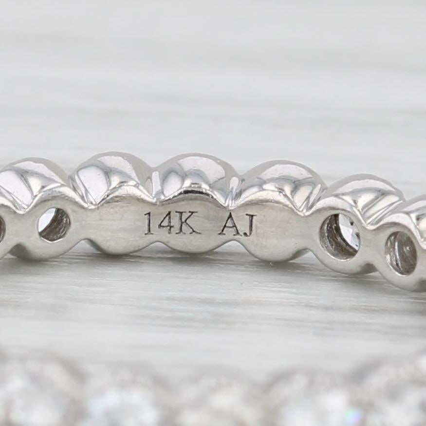 0.75ctw Diamond Eternity Band 14k White Gold Wedding Ring Size 5.5 Stackable For Sale 2