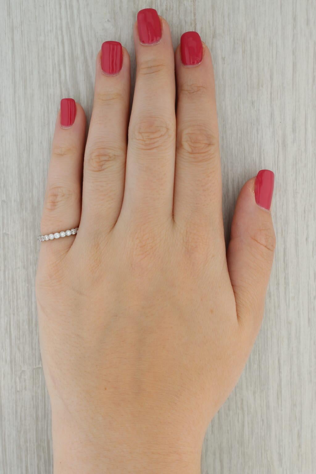0.75ctw Diamond Eternity Band 14k White Gold Wedding Ring Size 5.5 Stackable For Sale 4