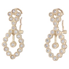 0.75ctw Diamond Figure 8 Drop Earrings 14k Yellow Gold Pierced Omega Backs