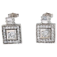 0,75 Karat Diamant-Halo-Ohrstecker 14k Weißgold