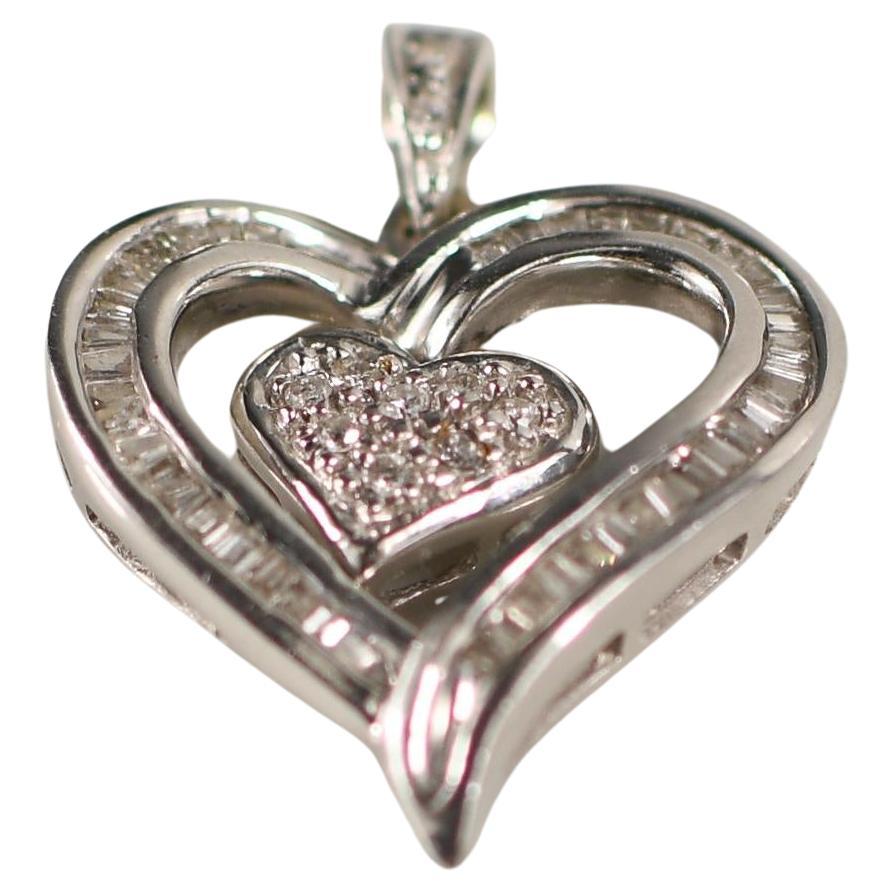0.75ctw Diamond Heart Pendant in 10K White Gold