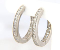 0.75ctw Diamond Inside Out Hoop Earrings in 14K White Gold