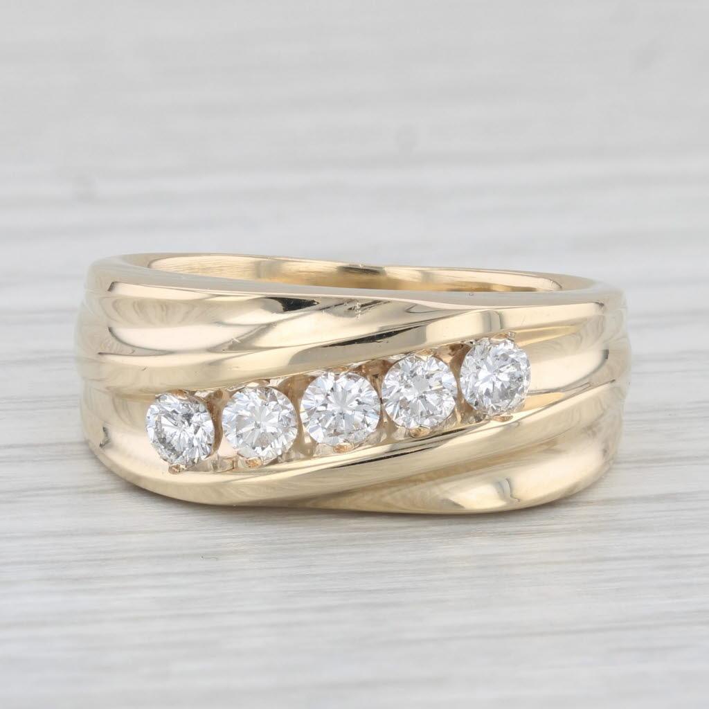 0.75ctw Diamond Men's Ring 14k Yellow Gold Size 9 Wedding Band 1