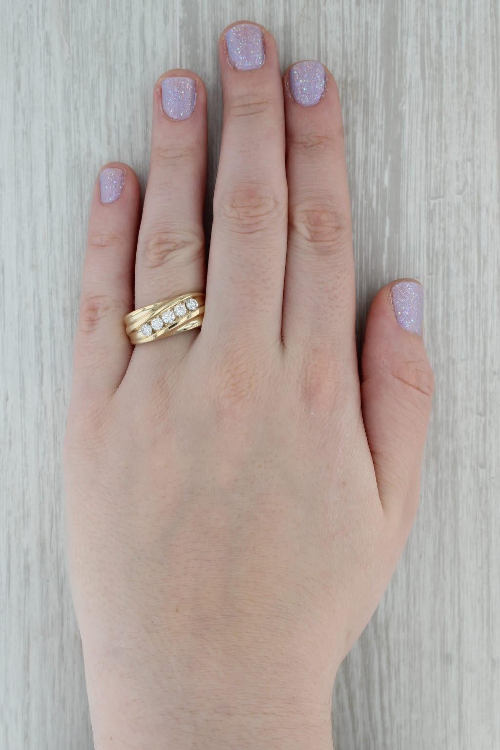 0.75ctw Diamond Men's Ring 14k Yellow Gold Size 9 Wedding Band 3
