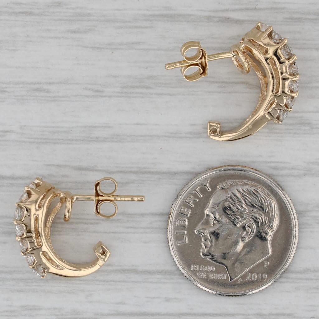 da uomo o donna Orecchini a perno con diamante Paisley da 0,75 ct. in oro giallo 14k con gocce e gancio a J in vendita