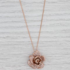 0.75ctw Diamond Rose Flower Pendant Necklace 14k Rose Gold 18.25" Cable Chain