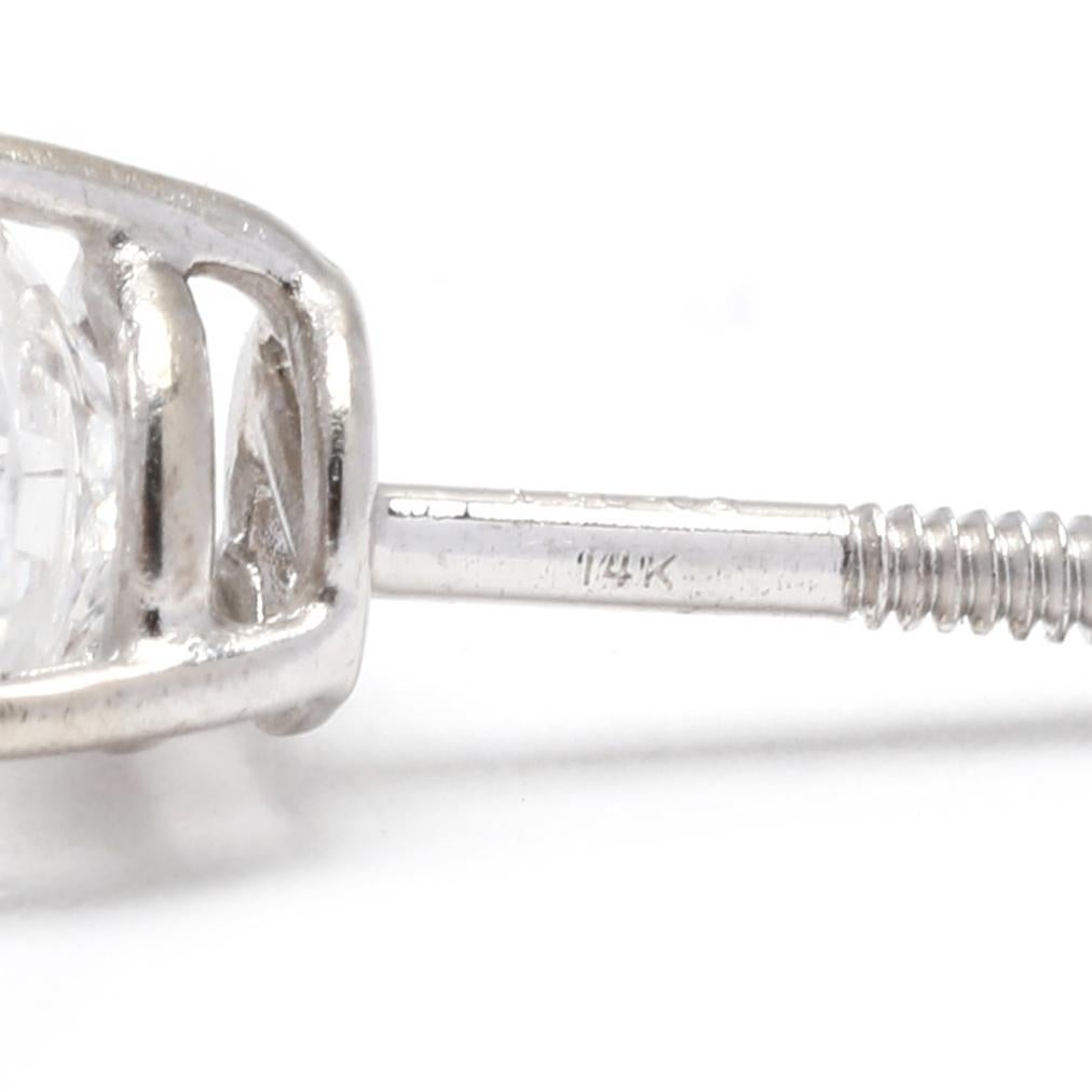 Brilliant Cut 0.75ctw Diamond Stud Earrings, 14K White Gold, Simple Stud Earrings  For Sale