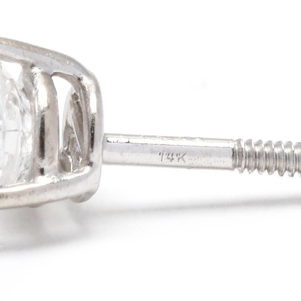 Taglio rotondo Orecchini con diamanti da 0,75 carati, oro bianco 14K, orecchini semplici in vendita